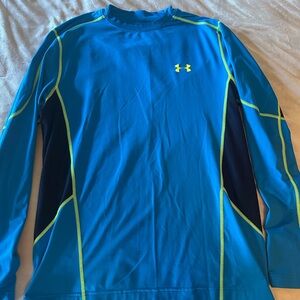 Under Armor Men's Blue and Yellow thermal long sleeve shirt